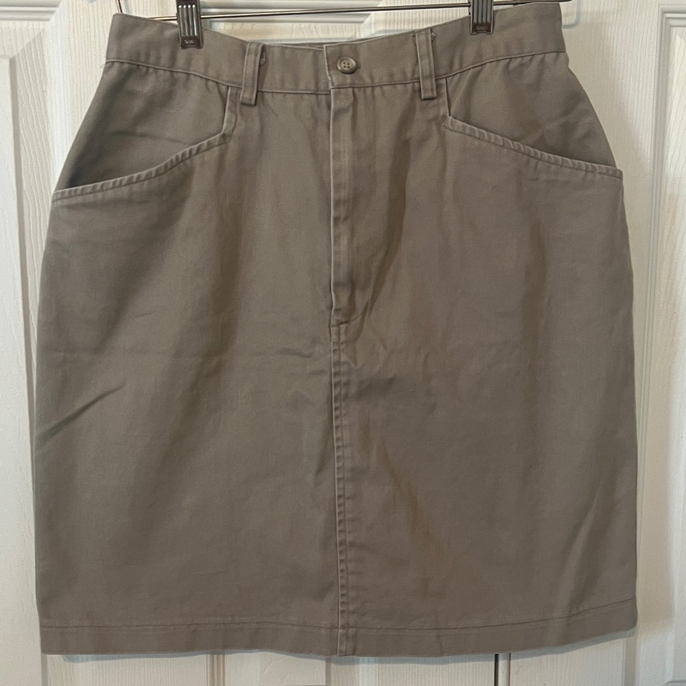 2-Casual Tan and Dark Blue Skirts just above the knee. 100% Cotton